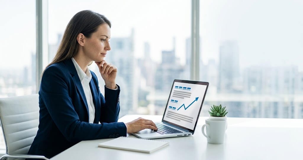 Is guest posting worth it? Marketer reviewing guest post results on a laptop